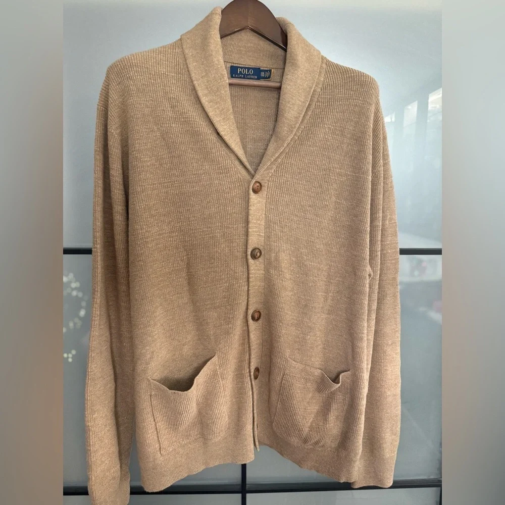 Polo by Ralph Lauren Men's Beige Cardigan Sweater
